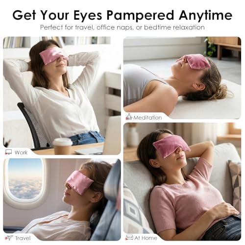 Weighted Eye Pillow for Yoga, Moist Heat Mask for Dry Eyes(Pink x2) - color: Eye Mask01-2 Pack Pink