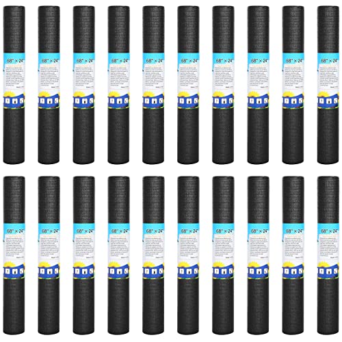 Riakrum 20 Pieces Exercise Yoga Mat Workout Mat with Strap 68 x 24 Inch Fitness Gym Mat Yoga Mat Non Slip for Women Men Gym Home Supplies(Black)