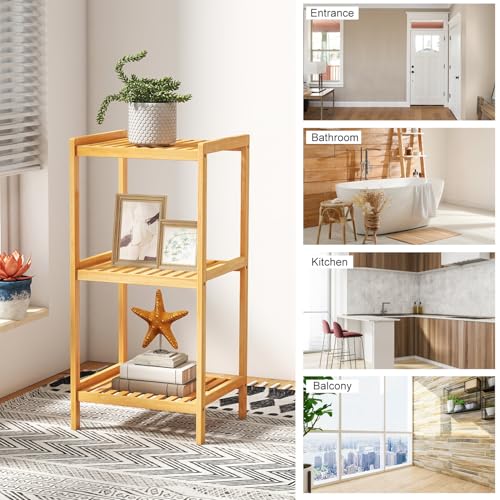 kinbor 3-Tier Bamboo Shelf Freestanding, Bathroom Standing, Natural Bamboo - size: 3-Tier