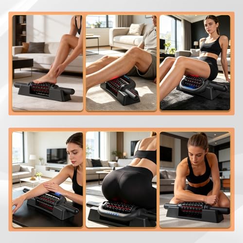 Electric Lymphatic Massager Roller with Red Light for Lymphedema & Lipedema | Handheld Rolling Massager for Lymphatic Drainage Muscle Recovery , 6-Speed Foot Massager Roller for whole body Pain Relief - color: Black