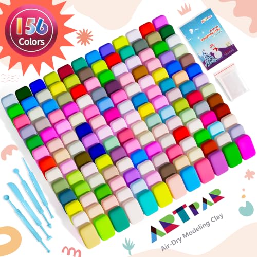 ARTPAR Air Dry Clay 156 Colors,Modeling Magic Clay for Kids Bulk Craft Kit | Soft & Non Sticky,Ultra Light,Art & Crafts Supplies for Classroom Projects, Creative Toys Family Party Games for Boys & Girls - color: 156 colors