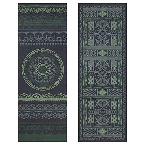 Gaiam Yoga Mat - Premium 6mm Print Reversible Extra Thick Non Slip Exercise & Fitness Mat for All Types of Yoga, Pilates & Floor Workouts (68" x 24" x 6mm Thick) - color: Boho Folk