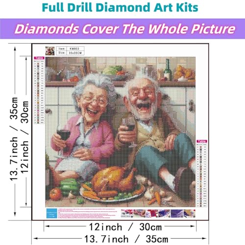 JYXSJYYD 5D DIY Happy Couple Diamond Art Kits for Adults13.8x13.8 inches | Full Round Drill Diamond Paintings Kits for Beginners,Paint by Diamonds Dot Art Crafts,for Home Wall Art Decor - color: KM803-1