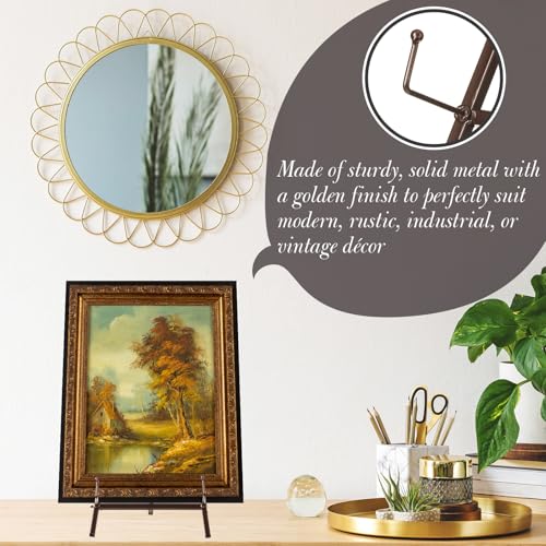 Leinuosen 1 Pcs Metal Easel Stand 16.5" H x 8.7" W x 4.3" D Table Top Easel Stand for Display Tripod Art Picture Mirror Modern Plate Holder for Display Book Photo Wedding Sign (Brown) - color: Brown