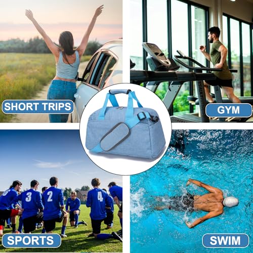 14 inch Small Gym Bag for Women & Men, Mini Duffel Bag for Travel Sports Lightweight Carry On Bag (Light Blue) - color: Light Blue