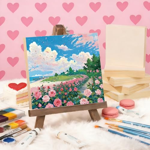 5 Pack 12x12 Inch Unfinished Square Wood Panels for DIY Painting Crafts | Blank Wood Canvas Frames for Oil Paint Pouring & Valentine Halloween Xmas Decor - size: 12"×12" 5 Pack