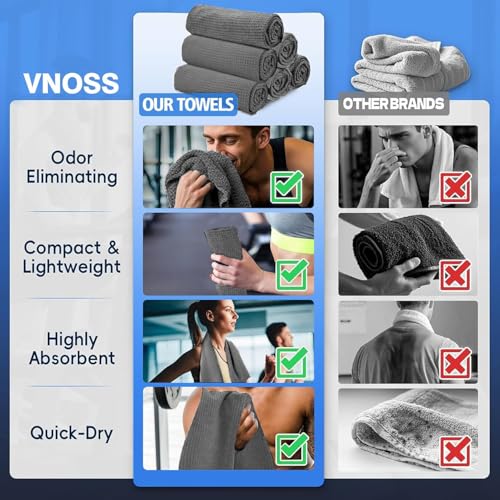 Microfiber Gym Towels for Working Out, Quickly Dry Yoga Towels for Men & Women Tennis, 16 Inch x 27 Inch, 6 Pack, Grey - color: Grey