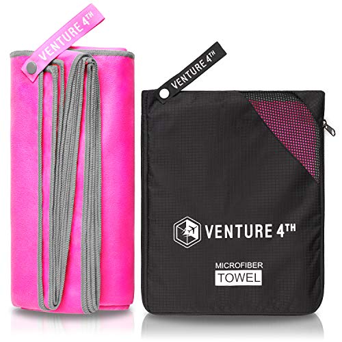 VENTURE 4TH Quick Dry Travel Towel, Ultra Soft Microfiber - 3 Sizes - color: Pink Gray, size: 72.00" x 31.50"