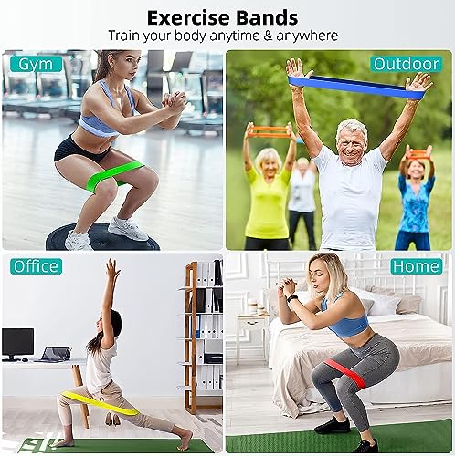 Resistance Bands for Working Out, 5-Pack Elastic Exercise Bands for Strength Training, Stretching, Workout; Home Gym Equipment for Women Men, Pilates Yoga Physical Therapy, Leg Glute Arm Exercise Kit - color: Colorful