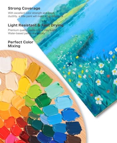 Acrylic Paint Set - 36 Colors 2 oz/59 ml Acrylic Paints for Professional Artists with 10 Brushes , Art Supplies for Painting Canvas Rock Wood Ceramic Glass Art Craft Painting, Rich Pigments Lasting Quality for Beginners, Students & Professional Artist - s