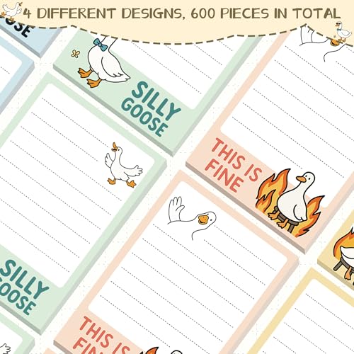 Goose Sticky Notes Gifts – 12 Pads Silly Office Gifts for Coworkers | Funny Post It Notes, 600 Sheets 3.6 x 2.4 Inch Novelty Silly Notepads, Goose Self-Stick Memo Pads for Office, School, Desktop - color: 12pcs Goose
