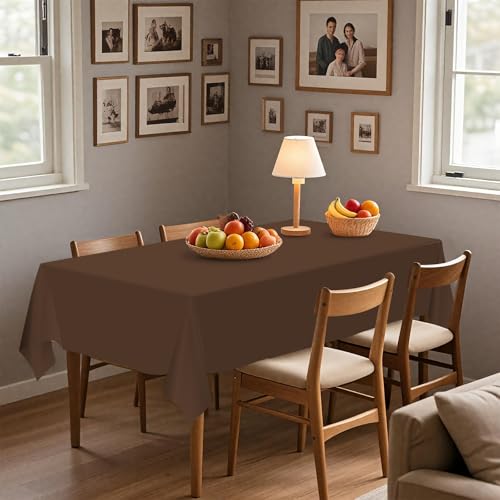 54IN X 160FT Plastic Table Cover Roll with Cutter Box, Cut to Size Plastic Table Cloths for Parties, Birthday, (Brown, 54"x1920") - color: Brown, size: 1920" x 54" (Rectangular)