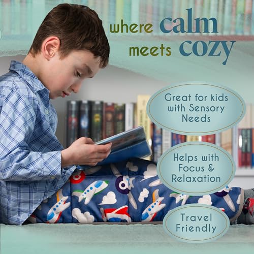 Florensi Weighted Lap Pad 20 x 23 in 7 lb Blue Minky Sensory Blanket - size: 7lb