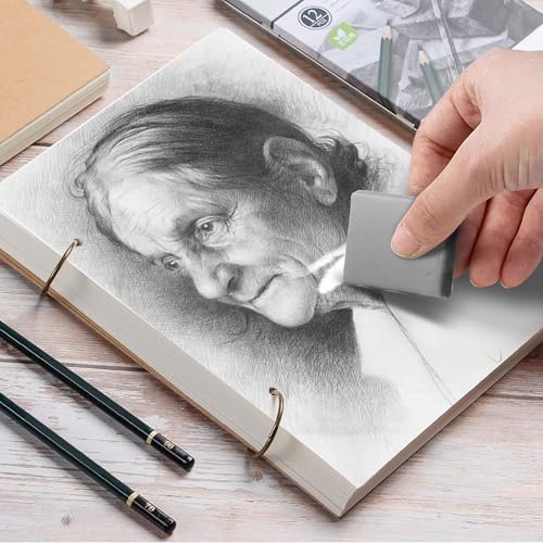 Smilo Kneaded Erasers for Artists, Gray Moldable Putty, 8-Pack | Reusable, Dust-Free and No Smudge, Art Erasers with Storage Case for Charcoal, Graphite, Pencil and Pastel Drawing - color: Gray
