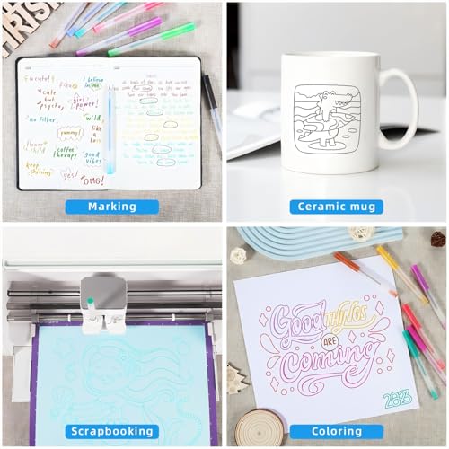 Glitter Gel Pen Set Compatible with Cricut Maker 3/Maker 4/Maker/Explore 3/4/5/Air 2/Air, 0.8 Tip Glitter Pen Set of 12 Pack Medium Point Pen, Writing, Drawing, Invitations, Cards - color: 12 Glitter Pens