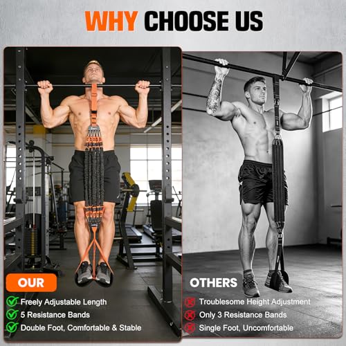 SERTT Adjustable Pull Up Assistance Band, Heavy Duty Assisted Pull Up Bands Support 375lbs, Upgrade Pull Up Bar Resistance Band for Assist Pullup Home Gym Strength Training - color: Orange