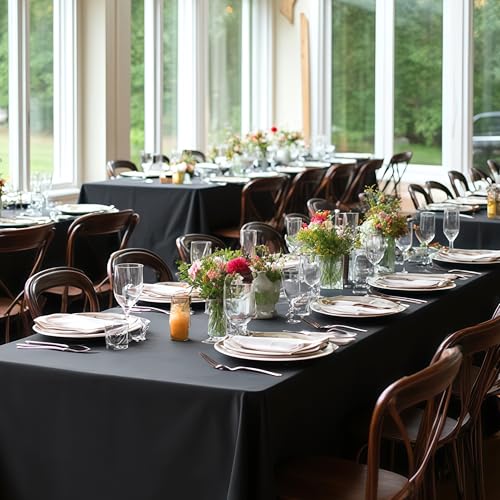 Fitable 10 Pack Black Tablecloths 70x120 Inch for 6-8 Ft Rectangle Tables | Stain & Wrinkle Resistant, Washable Polyester Cloth Covers for Wedding Party Dining Banquet Event Catering Reception - color: Black, size: 70x120 in, 10 Pack
