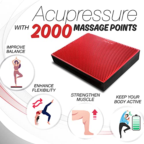Yes4All Exercise Balance Pad, Non-Slip Foam Kneeling Pad - color: Red/Black - XL Massage Pad - (20" x 16" x 3"), size: X-Large