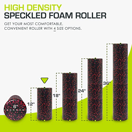 ProsourceFit High Density Foam Rollers 12 - inches long, Firm Full Body Athletic Massage Tool for Back Stretching, Yoga, Pilates, Post Workout Muscle Recuperation, Black/Red - color: Black/Red, size: 12"H x 6"D