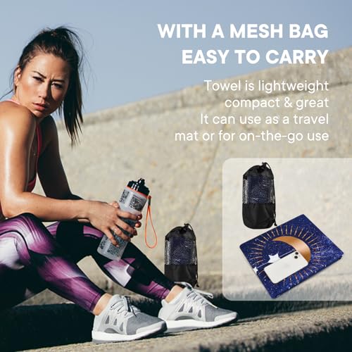 Yoga Towels, Non Slip Hot Yoga Mat Towel with Grip Dots,Super-Absorbent Soft Microfiber Yoga Blanket for Pilates, Fitness and Workout 72inch x 24inch - color: Moon