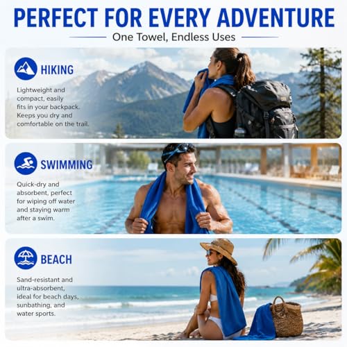 Beda Home Microfiber Travel Towel - Ultra Soft Fast Drying Gym Towel, Super Absorbent & Compact Sports Towel for Camping, Hiking, Swimming, Yoga - Includes Breathable Mesh Carrying Bag (Set of 1,Grey) - color: Grey