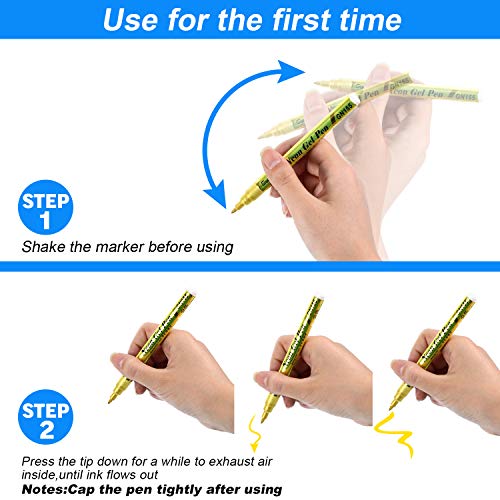 Outus 12 Metallic Marker Pens, Double Line Paint Markers for Black Paper | Glitter Dual Tips, Vivid Ink for Card Making, Scrapbook, Photo Album, Signature Lettering, Art Projects on Dark Surfaces