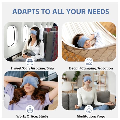 SPRING SEAON Weighted Sleep Mask,Light Blocking,Velvet Gravity,Adjustable | Sleeping Mask, Weighted Glass Beads, Blindfold, Adjustable, Breathable, Day&Night Use, For Travel and Relaxation, Blue - color: Light Blue