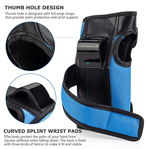 Adult Knee Pads Elbow Pads Wrist Guards for Adult Kids 6 in 1 Protective Gear Set for Skateboarding Biking Roller Skating Cycling Outdoor Sports - color: Blue, size: Large(132-198 lbs)