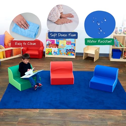 Children's Factory Library Trio Cozy Kids Chairs, Toddler Flexible Seating Classroom Furniture for Preschool or Daycare, 3-Pack | Easy to Clean Water-Resistant Vegan Leather Kids Chair, High Density Foam Toddler Chair for Preschool, Daycare, or Playrooms