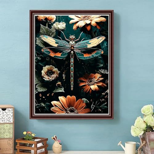 Jiqinsiye Dragonfly Adult Paint by Number Kits,Animal Painting Kits on Canvas,Flowers Large Color by Numbers Watercolor Gifts for Friends Home Wall Decor - color: dragonfly