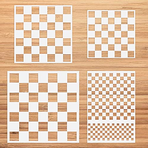 Polka Dots Harlequin Checks Twinkle Star Stencils,4 Pack Assorted Sizes Reusable Plastic Templates Making DIY Craft Painting on Wood Furniture Pillows,Tile (Style 3:Checks Stencils) - style: Style 3:Checks Stencils