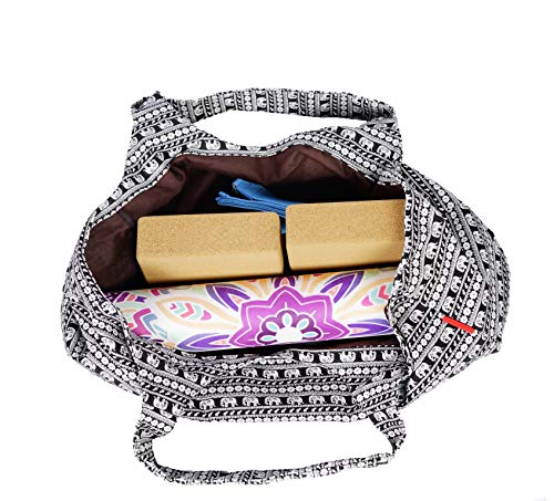 Aozora Yoga Mat Bag Large Yoga Mat Tote Sling Carrier with Pockets Fits Mats with Multi-Functional Storage Pockets Light and Durable - color: Elephant