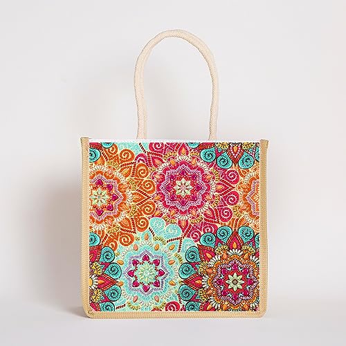 DOOSAI 4 Pack Mandala Flowers Series 2 Diamond Painting Dots Art Kits Canvas Tote Bags Boho 5D DIY Handbags Handmade Gifts Reusable Shopping Bags with Handles for Women Adults Work - color: 4 Pack Mandala Flowers Series 2