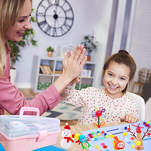 Itopstar 3000 Kids Arts and Crafts Supplies for Kids Crafting Supply in 3 Layered Plastic Art Box All in One Ages 8 9 10 11 & 12 Year Old Girls & Boys Crafting Supply Set - color: Pink 3000pcs