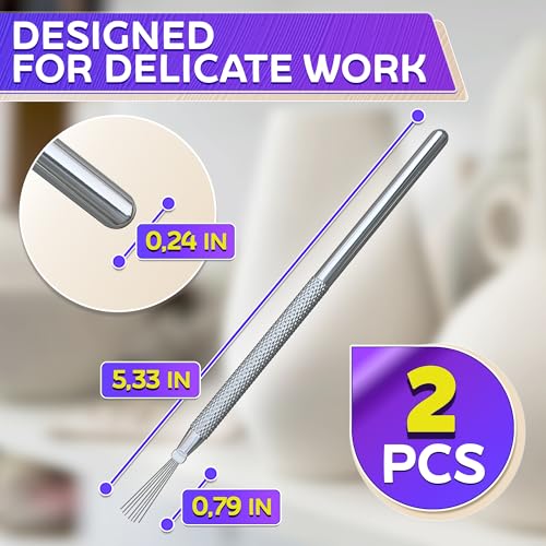 2 Pcs Pottery Scoring Tool Ceramics, 5.33 In, Stainless Steel Pottery Tools | Clay Scoring Tool Set; Feather Wire Texture; Aluminum Alloy Handle, Knurled Grip; for Air Dry Clay Sculpting, and Texturing