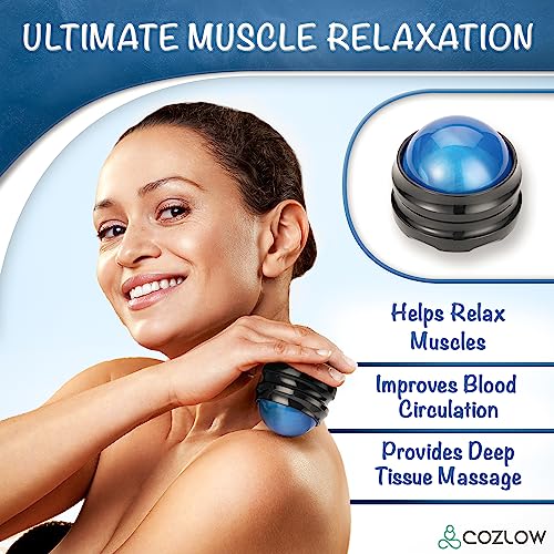 Massage Ball, Muscle Massager Roller, Trigger Point Deep Tissue Release | Cozlow handheld ball rolling tool with strong grip - manual massage therapy for whole body pain relief - helps relax muscles - color: Massage Ball