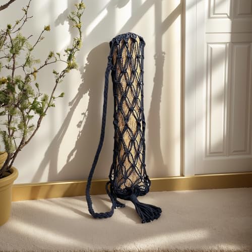 Macrame Yoga Mat Carrier Bag, Suitable for most Yoga Mats - color: navy blue