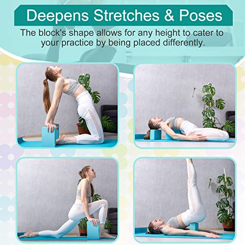 Meooeck 18 Pcs Yoga Blocks and Strap Set Include 12 EVA Foam Yoga Blocks Bulk 9"x6"x3" with 6 Adjustable 8 ft Straps D Ring Non Slip Props for Stretching Pilates Workout Studio Home Gym - color: Multicolor