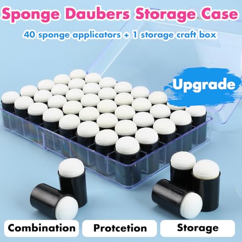 40 Pieces Sponges Daubers with Storage Case - Finger Sponge Daubers with Soft Sponge Head - Perfect for Painting, Drawing, Stenciling, Card Making and More - color: Black