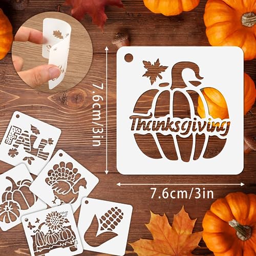 Augshy 56Pack Fall Stencils for Painting on Wood Crafts Thanksgiving Decor | Reusable Thanksgiving Stencils, for Seasonal Home Art, Simple Patterns for Beginners, Creative Autumn Holiday Projects, 3inch - style: Fall