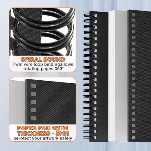 joibabe Spiral Bound Mixed Media Sketchbook, 160 GSM Heavyweight Paper, 60 Sheets, Acid Free Art Notebook for Drawing, Watercolor, Acrylic, Sketching, 5.5x8.5 Inch, 2 Pack - size: 5.5" x 8.5"