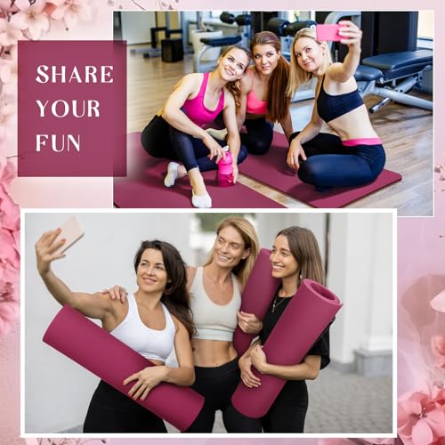 Timgle 6 Pcs 10mm Thick Yoga Mat Bulk 68 x 24 Inches Anti-slip Tear-resistant Exercise Mat Adult Gym Mats for Fitness, Stretching, Workout and Studio, Outdoor Yoga, Pilates - color: Purple