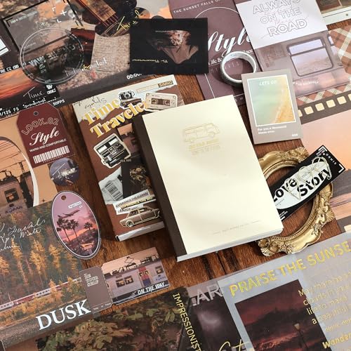 Scrapbooking Supplies Kit, Aesthetic Daily Life Travel Scrapbook Kit for Bullet Junk Journal, Stationery, A6 Grid Notebook, Flower DIY Journaling Supplies, Birthday Craft Gift Teen Girl Women - color: Traveler