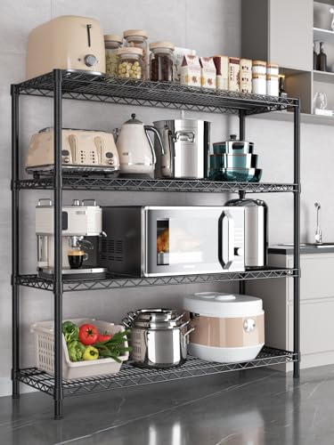 Golpart 4Tier Adjustable Storage Shelves Metal Wire Shelving Standing Shelf - color: Black, size: 4-tier-18"Dx46"Wx59"H