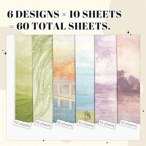 40/60 Sheets watercolor cute writing paper B5 size letter printer paper 120gsm decorative scrapbooking colored antique vintage flowers animal design Double-Sided stationery(some scenery) - color: Some Scenery