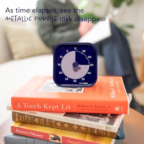 Time Timer MOD Home - Metallic Series - Individual Sized 60 Minute Visual Countdown Timer for ADHD, Adults, Students, and Pomodoro with Silent Operation (Metallic Indigo) - color: Indigo