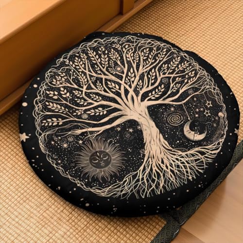 Meditation Cushion, Floor Pillows for Sitting, Meditation Pillow for Tatami Living Room, Yoga Sitting, Floor Pillow in Home & Outdoor, Memory Foam Added, 22x22 Inch - color: Tree of Life, size: Round