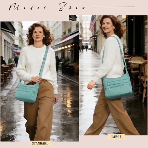 VOLGANIK ROCK RFID Purses for Women Fabric Nylon Multi Pocket Crossbody Bag Ladies Travel Handbag - color: Light Green, size: Standard