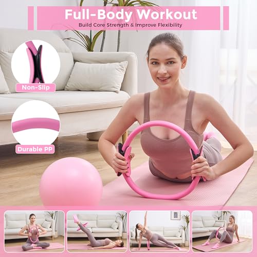 Home Pilates Kit Pilates Equipment Set for Women, Pilates Essentials Kit - color: Pink - 13 Pieces Kit
