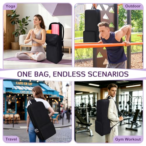 INFANZIA Yoga Mat Carrier Bag,30L Waterproof Tote with Shoulder Strap - color: Black